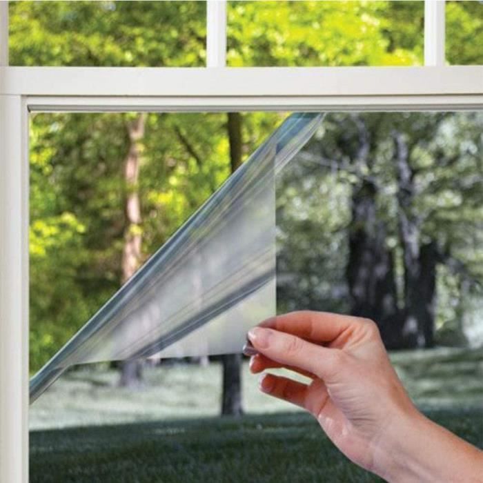 Le Film de fenêtre occultant protège Contre 99% des UV,Film pour vitre Miroir Auto-adhésif Capable dempêcher Les Regards 60x200cm TTMOW Film Miroir Fenêtre sans Tain- Argent 