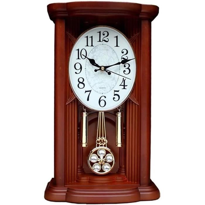 Clock Retro Desktop Pendulum Clock Clock Horloge Murale en Bois à Pile