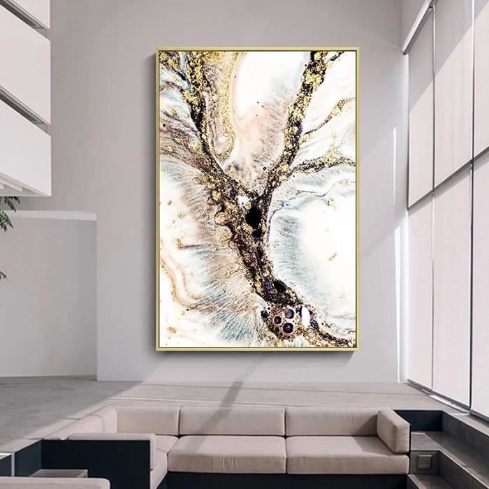 BRoleo Gris or marbre décor intérieur peinture abstraite toile mur Art luxe  affiche HD imprimer photo salon décor à la maison/pas de cadre