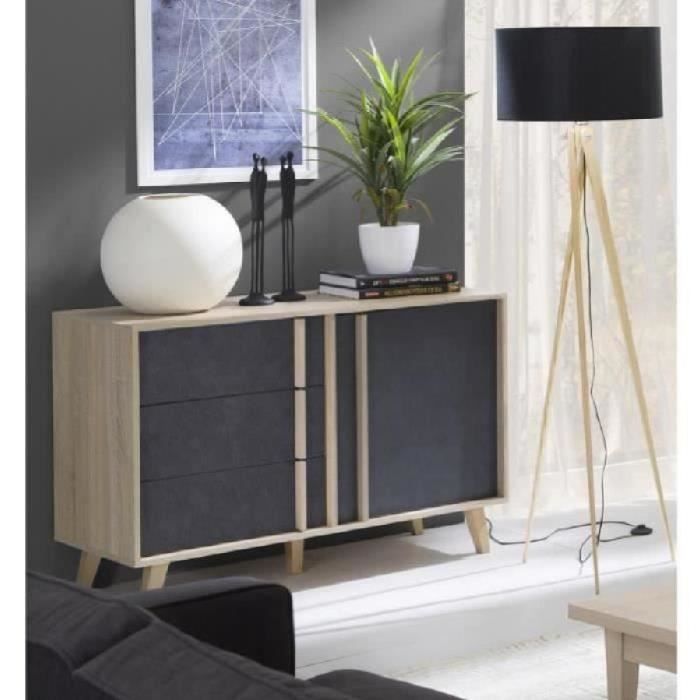 MEUBLORAMA - Buffet enfilade bahut petit modèle MALMO. Meuble design type SCANDINAVE. Effet ultra tendance pour votre salon