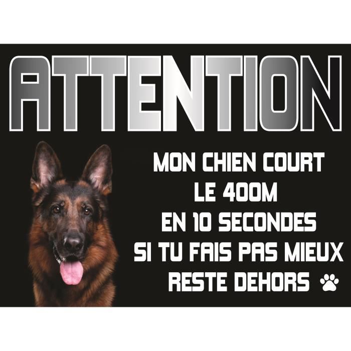 Plaque Attention au chien Berger Allemand 40x30cm - Cdiscount Animalerie