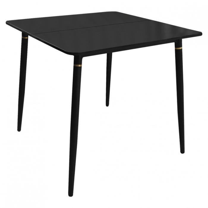table de repas carrée en bois de composite compressé et piètement en aluminium noir et doré - bing 2406