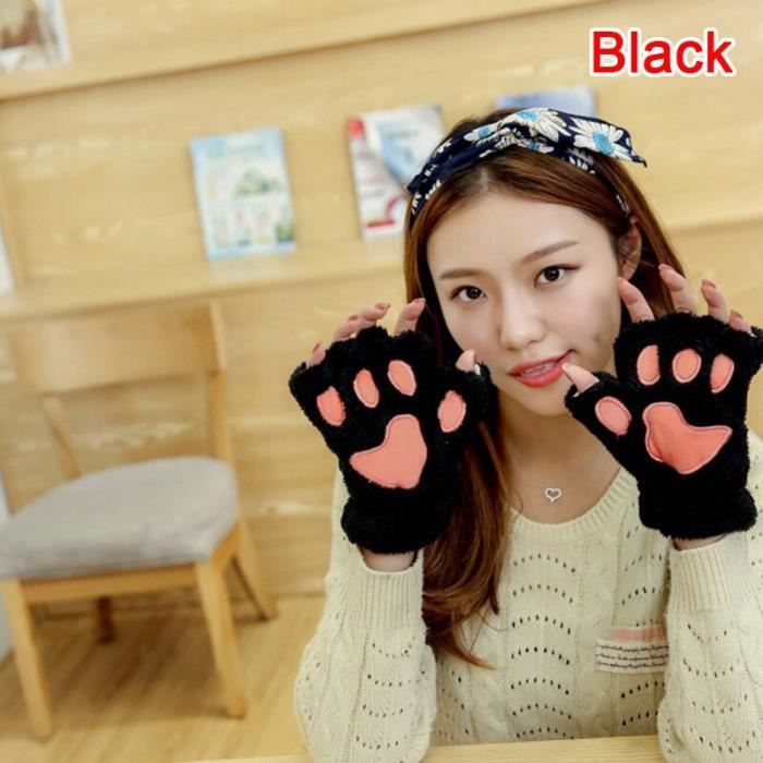 Gants Sans Doigts Avec Griffes De Chat - Mitaines Pour Femmes/filles - Taille Unique, Polyester/coton - Neuf Avec étiquettes