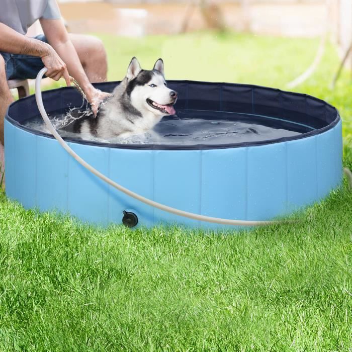 Meilleurs prix pour Piscine pour Chien Pliable L 120 x 30 cm - Yaheetech - Bleu - Antidérapant
