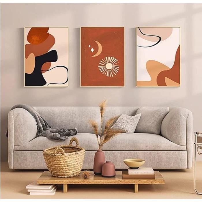 Boho Lot De 3 Posters Muraux - Motif Abstrait - Pour Femme - Pour Salon, Chambre à Coucher, Sans