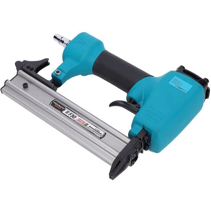 WORKPRO Cloueuse à brads pneumatique, 18 GA, pistolet à clous et agrafeuse à couronne 2 en 1, avec 400 clous/ 300 agrafes, pour menuiserie, projet de bricolage, travail du bois