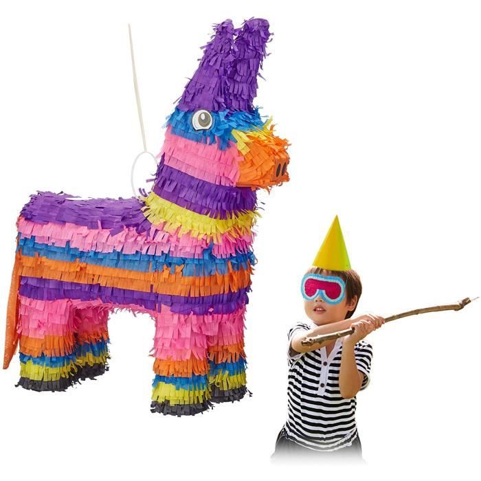 Piñata Âne Arc-en-Ciel Relaxdays à Suspendre - Anniversaire Enfants