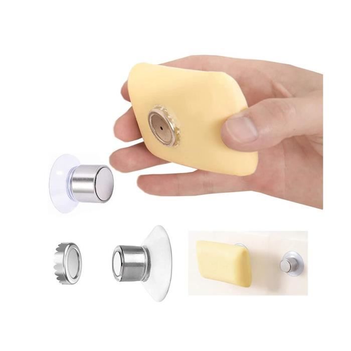 Lot De 3 Porte-Savons Magnétiques Avec Ventouse - Acier Inoxydable - Fixation Sans Perçage - Pour Cuisine Et Salle De Bain