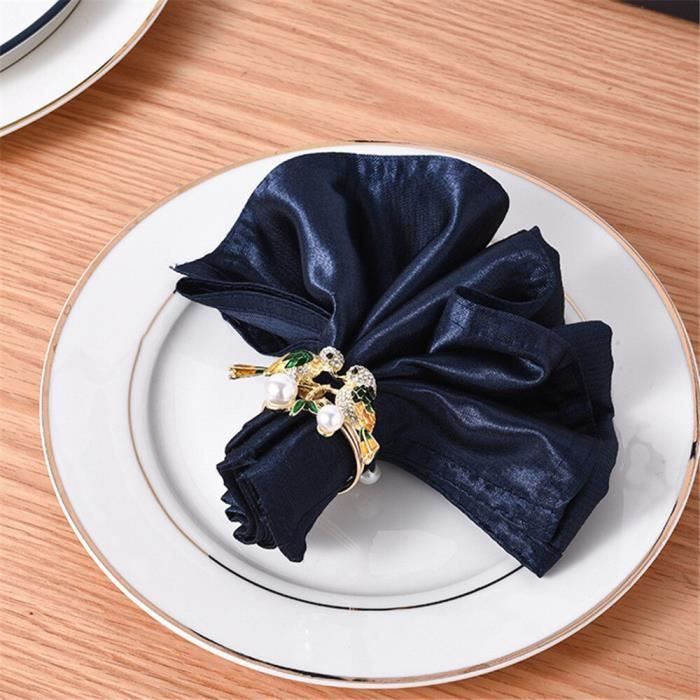 12 Anneaux De Serviette Or Élégants – Boucles Métal Avec Feuilles Brillantes, Décoration Table Mariage, Dîner, Fête