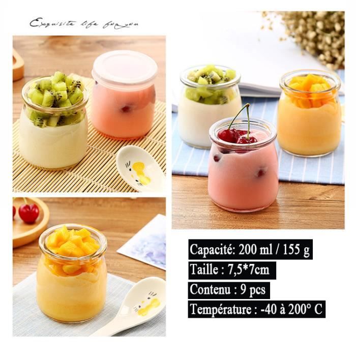 9 Pcs-200ML,Pot Yaourt ou Crème Dessert en Verre avec Couvercles -  Cdiscount Maison