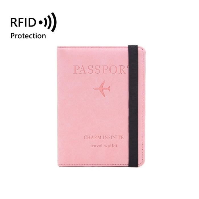 Étui Passeport Avec Porte AirTag - Protection Similicuir Pour Carte Vaccination - Portefeuille Voyage Compact