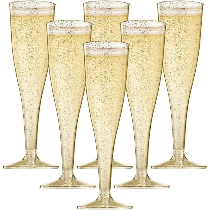 Lot De 20 Flûtes À Champagne Jetables En Plastique Transparent Pour