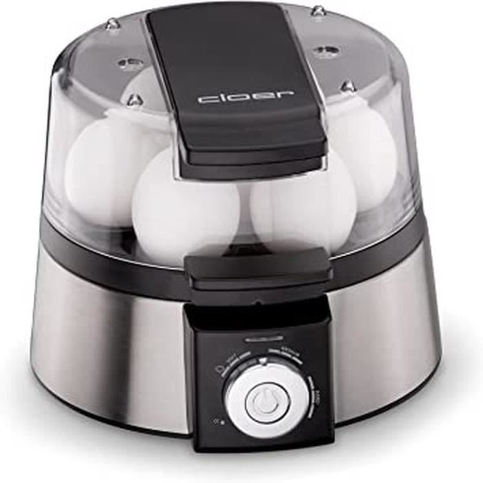 Cloer 6081 Cuiseur D'Œufs Électrique 6 Œufs - Signal Sonore + Cuisson Parfaite - 350W Blanc/Inox