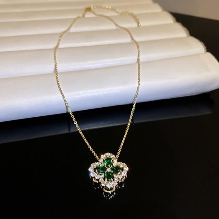 Collier Pendentif Zircon Rose Framboise Acier Doré - Bijoux Des Lys - 50 Cm - Neuf