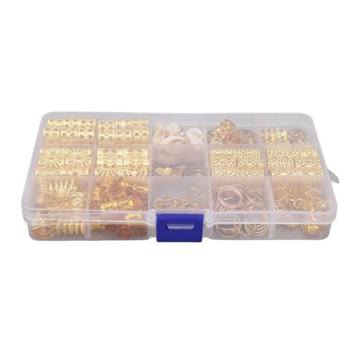 Lot De 220 Bijoux Pour Cheveux Dorés - Perles à Clipser Pour Tresses, Dreadlocks - Avec Outil De Pose