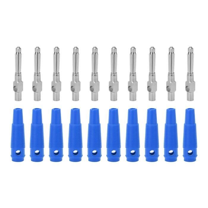 Drfeify Connecteurs Banane 10 Pièces Fiches Bananes 4mm Connecteur Jack Sans Soudure Tête à Six