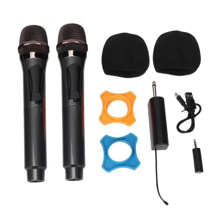 JIM-Microphone dynamique universel sans fil Microphone sans fil 1 pour 2 double système de micro karaoké dynamique portatif
