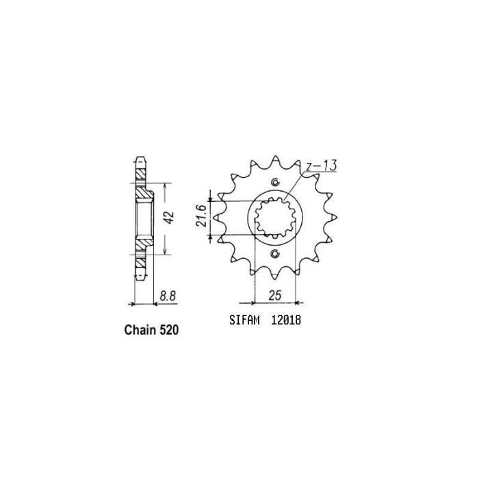 Pignon De Sortie De Boite Afam 520 Kawasaki Er6 N/f 05-12