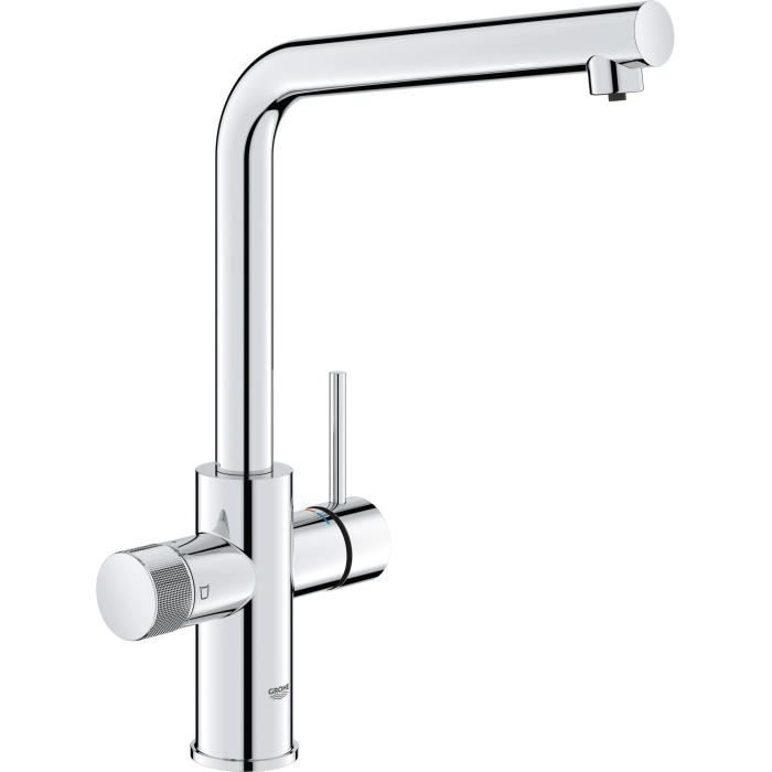 Robinet filtrant de cuisine - Chromé - Filtration de l'eau - Bec haut en L - Rotation 150° - GROHE B