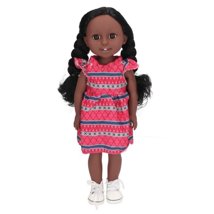 Hililand poupée fille mignonne Poupée fille en vinyle 15 pouces poupée fille noire avec des chaussures habillées exquises