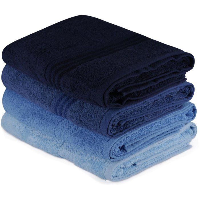 Lot de 4 serviettes de bain 70 x 140 cm Bleues - vue 9