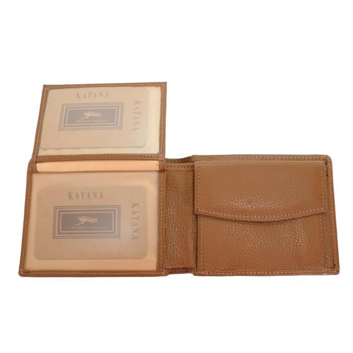 Portefeuille Katana Homme – Cuir Gras, 3 Volets, 12x9cm, Plusieurs Couleurs