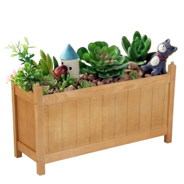 Caisse En Bois De Fleur De Succulente De Jardin En Bois Naturel De