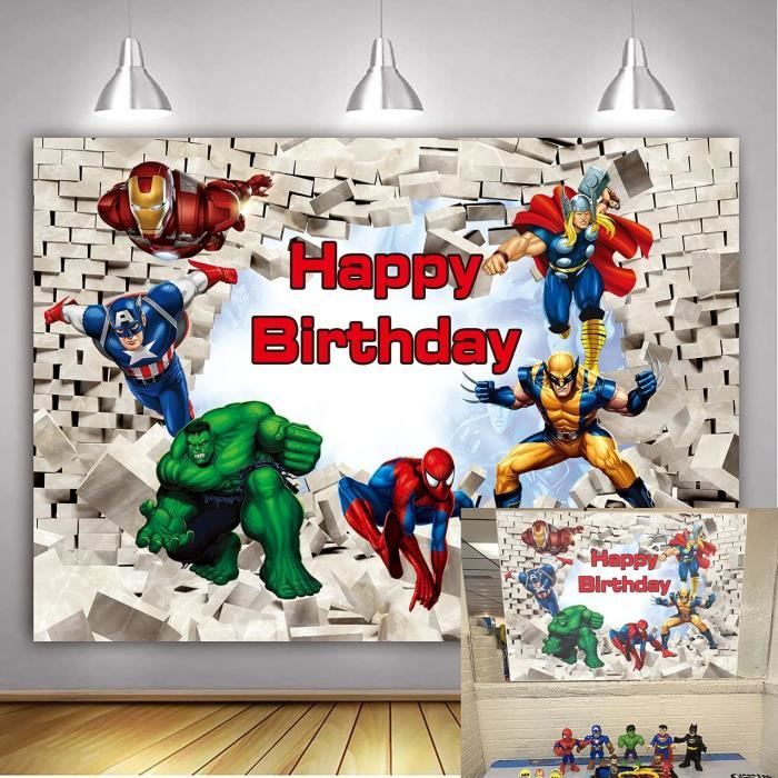 SK Toile de fond en vinyle et en plastique pour fête d'anniversaire de garçon sur le thème des super-héros 1,5 x 0,9 m 