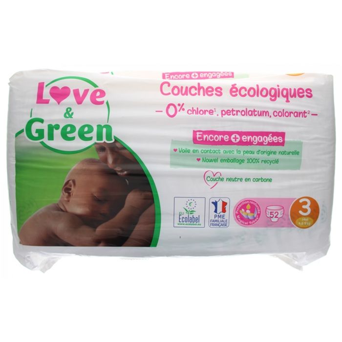 Couches Love & Green T3 x52 (4-9 kg) - LOVE AND GREEN - Taille 3 - Blanc -  Mixte - Couche-culotte - Cdiscount Puériculture & Eveil bébé