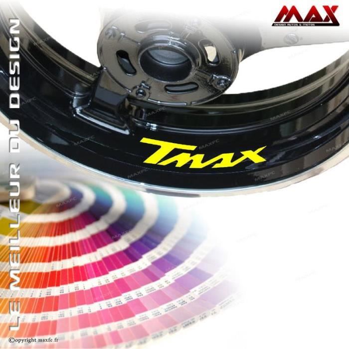 4 Stickers de Jantes TMAX - JAUNE - pour T-MAX 500 530 Sticker Autocollant Adhésif liseret