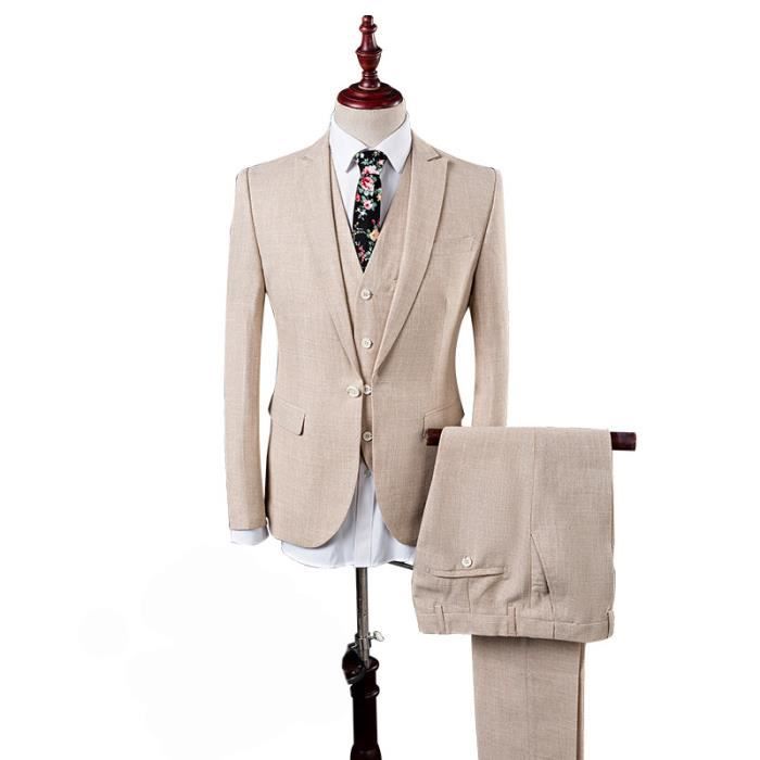 Homme Costume De Mariage 3 Pièces Blazer Gilet Pantalon Mode Smoking De Fête Charme Complet Deguisement Tuxedo Dîner Carnaval