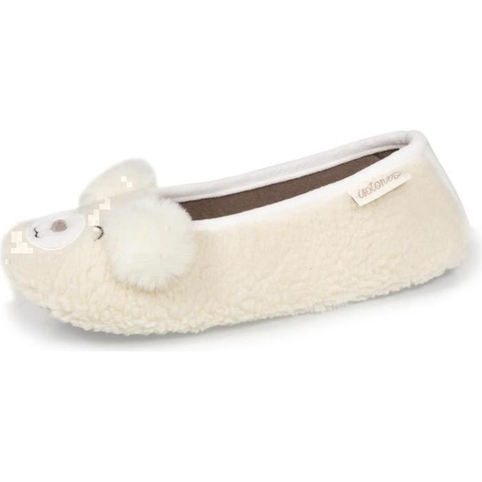 Chaussons Licorne Imitation Fourrure Pour Fille - Semelle Antidérapante - Lavable En Machine - Isotoner