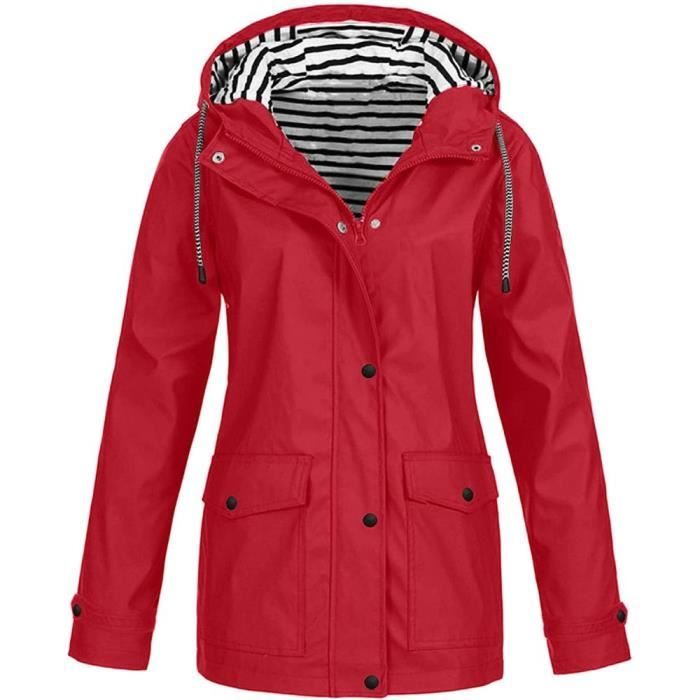 Coupe Vent Femme Impermeable Avec Capuche Couleur Pure - Veste