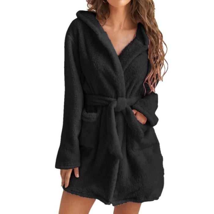 Peignoir femme noir clearance capuche