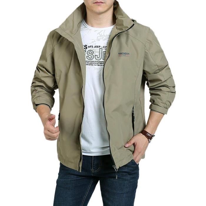 Veste L g re Homme Capuche Outdoor Couleur Unie Avec Zipp e