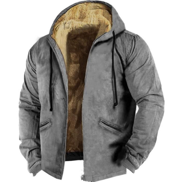 KUDORO Blouson Homme Léger pour Printemps Été avec Capuche Amovible Zippée Veste d'Extérieur Casual Bomber Coupe-Vent de l'Aviateur Classique(Gris léger,XS