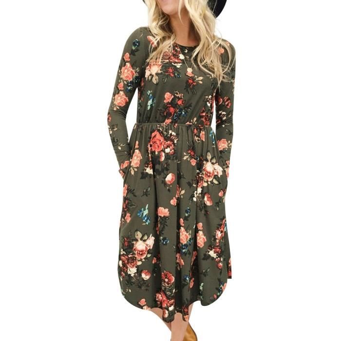 robe fleuri manche longue