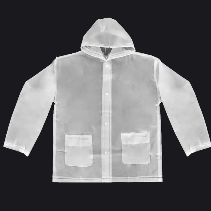 Fashionable Unisex EVA Raincoat Transparent Rainwear Outdoor Clear Rain Coat Pants SPR Blanc Cdiscount Pret a Porter
