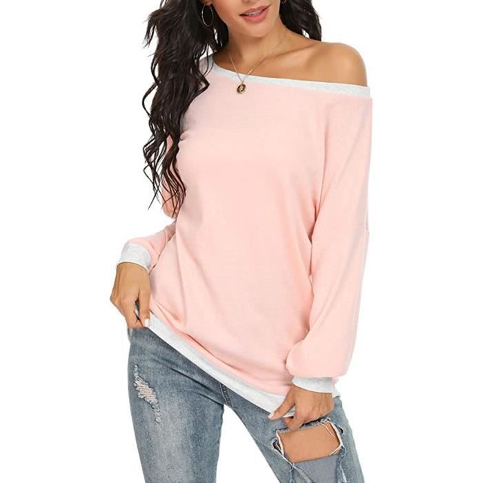 T-shirt Femme Manches Longues Bouffantes - Matière Douce (95% Polyester, 5% élasthanne) - Col Rond, Coupe Ample