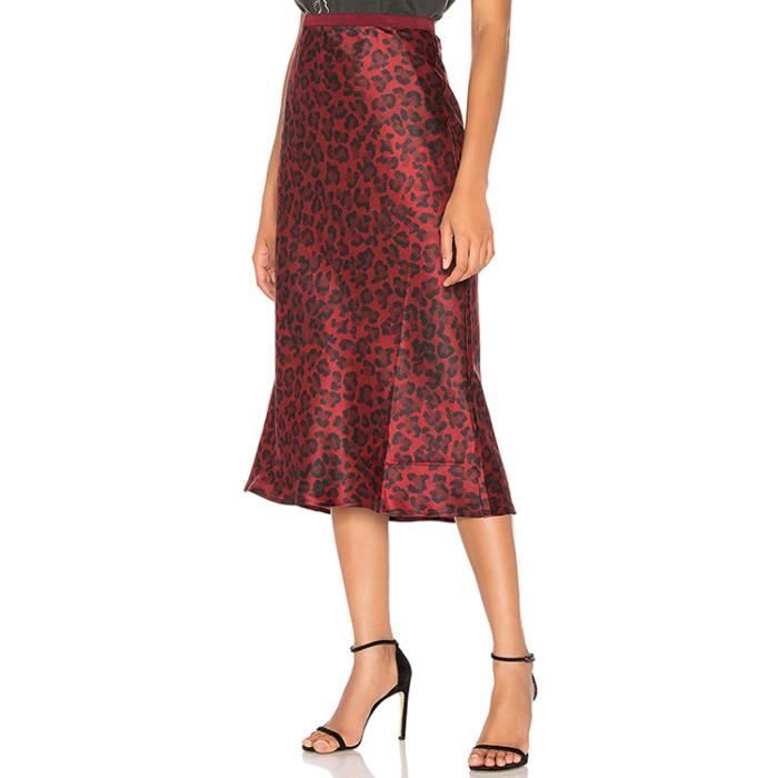 jupe rouge leopard