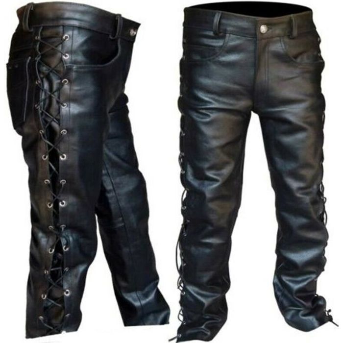 Pantalon moto cuir homme