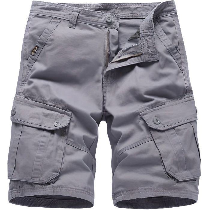 Short Cargo Homme - 100% Coton - Bermuda Lâche - Poches Multiples - Style Décontracté