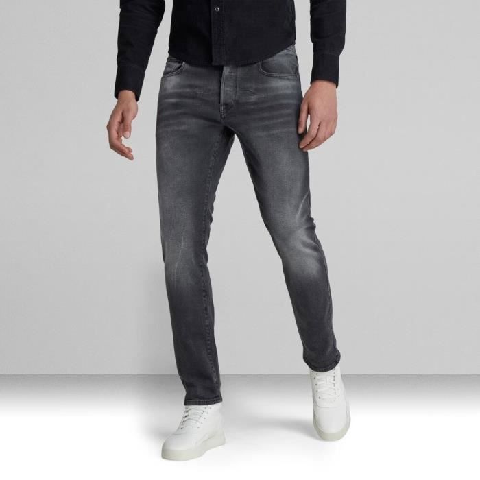 Jeans G star 3301 Slim G STAR Homme Gris Fonce Coupe Slim Taille Standard Gris fonce Cdiscount Pret a Porter