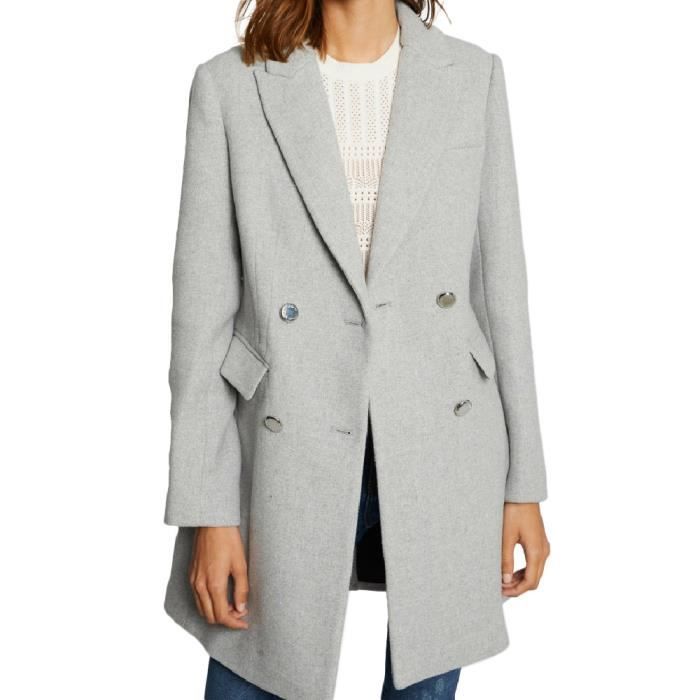 manteau droit gris