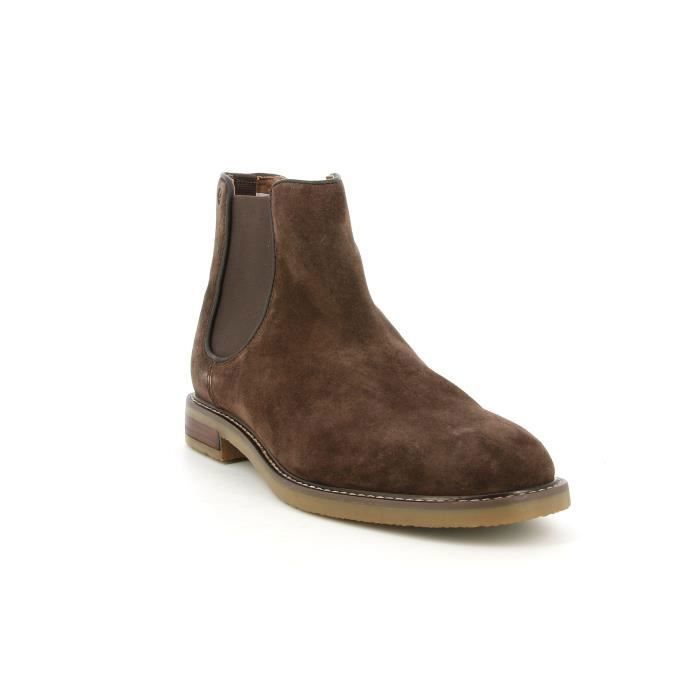 Bottine homme en daim-nubuck marron - Clark 162806 - fermeture élastique