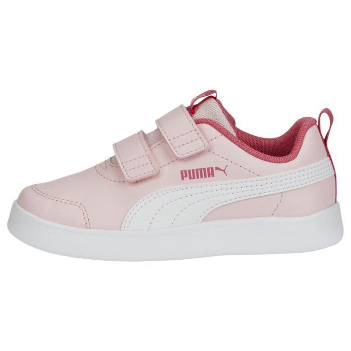 Puma Basket Enfant - Puma - Courtflex v2 - Marine/Blanc - Fermeture à scratch - Confort exceptionnel