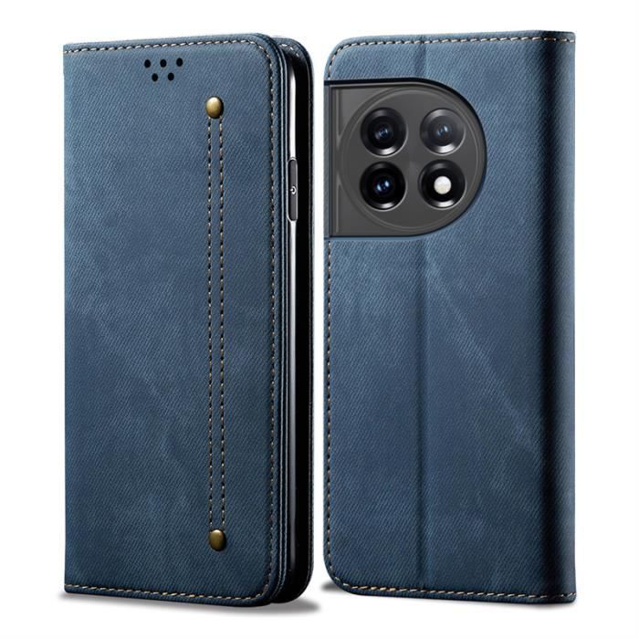 Housse Portefeuille Pour OnePlus 11 5G - Cuir Synthétique Noir, Anti-choc, Neuf