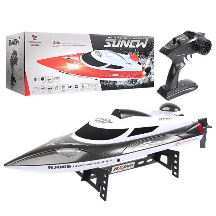 Bateau Télécommandé Requin Avec Lumières LED - Jouet Aquatique étanche, Télécommande 2.4 GHz, 50 M