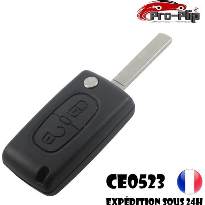 Coque Télécommande plip clé citroen compatible C2 2 bouton CE0523 avec rainure