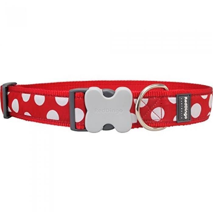 red dingo collier réglable pour chien rouge pois blanc 47 cm 20 mm